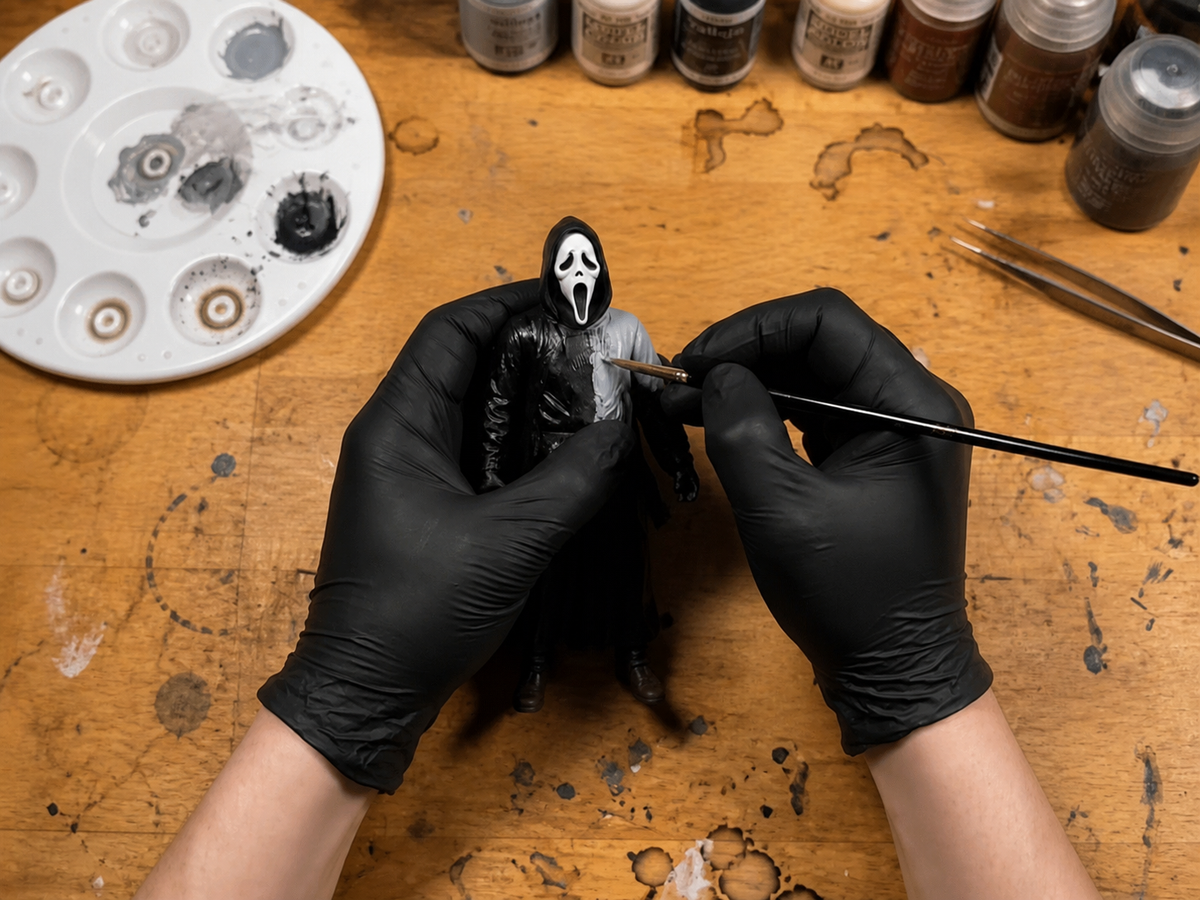 Painting the screaming mask miniature by hand